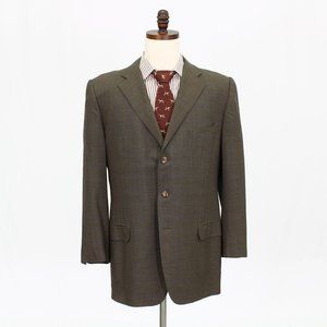 Ermenegildo Zegna 44R Brown Check Wool 3-Button Sport Coat Blazer Jacket…